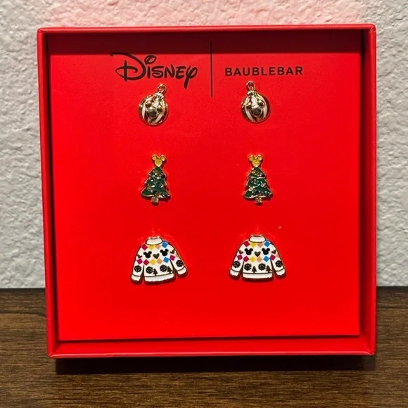 BaubleBar Disney Holiday 3 sets of Earrings - Picture 1 of 3